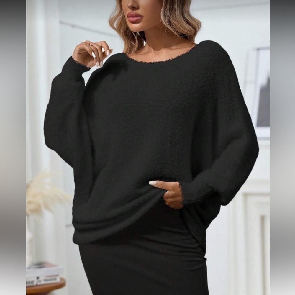 SHEIN Black Cowl Neck Sweater